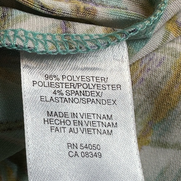 Kasper Beautiful Colors Peacock Feather Maxi V Neck Tie In Front Dress SZ PM - Picture 13 of 13